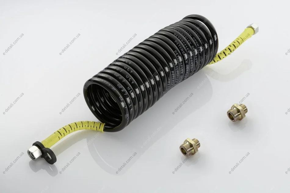 Шланг витой черный/желтый M22x1.5|/M22x1.5 с переходниками PE AUTOMOTIVE 076.375-10A (фото 1)