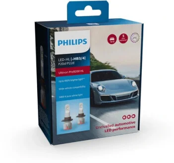 Лампа світлодіодна LED HB3/HB4 12/24V Pro9200 +400% 20W 5800K (комплект) (вир-во Philips) PHILIPS 11005U92X2