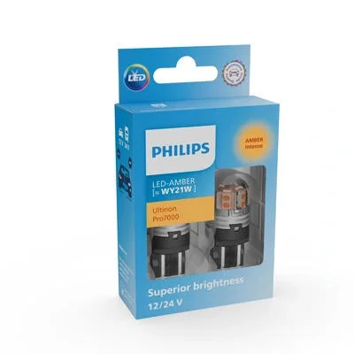 LED лампочка WY21W Ultinon Pro7000 SI (картон 2 шт 12/24В жовтий 3 2/2 5Вт тип гнізда: WX3X16D без гомологічного сертифікату) PHILIPS 11071AU70X2 (фото 1)