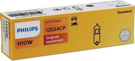 Автолампа Philips Vision H10W BA9s 10 W прозрачная PHILIPS 12024CP