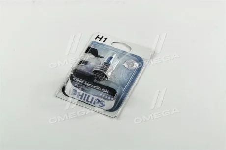 Лампа накаливания H1 12V 55W P14,5s Cristal Vision 1шт blister 4300K (выр-во Philips) PHILIPS 12258CVB1
