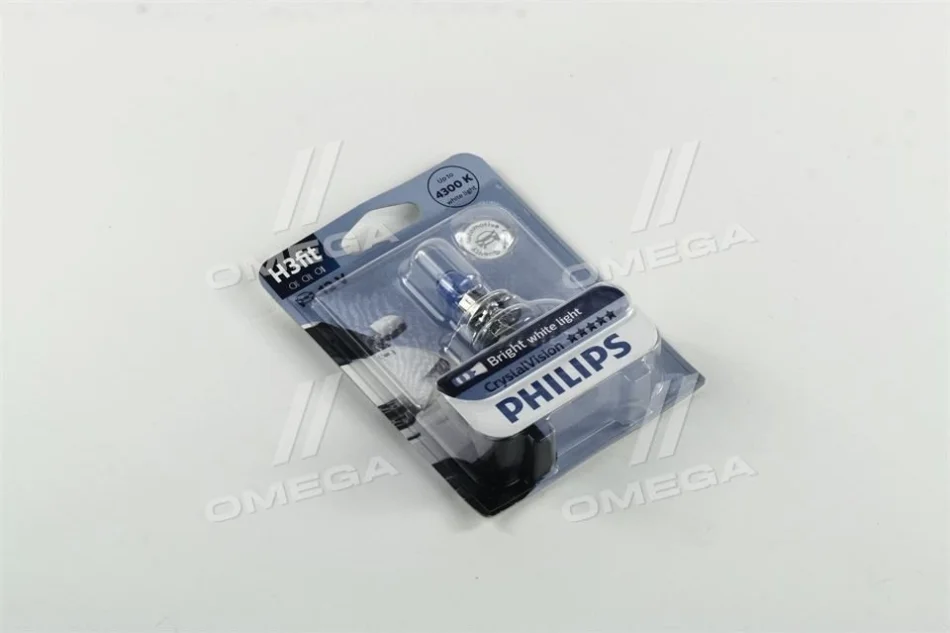 Лампа розжарювання H3 12V 55W PK22 Cristal Vision 1шт blister 4300K (вир-во Philips) PHILIPS 12336CVB1 (фото 1)