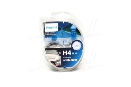 Автолампа Philips DiamondVision H4 P43t-38 55 W 60 W синяя PHILIPS 12342DVS2