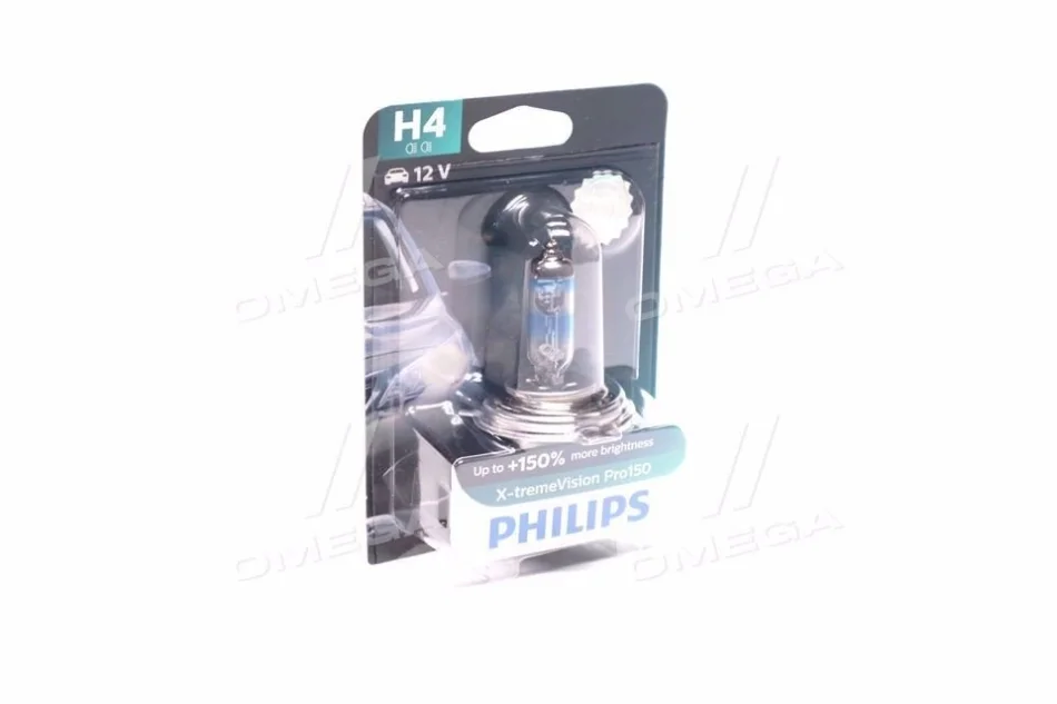 Автолампа Philips X-tremeVision Pro150 H4 P43t-38 55 W 60 W прозрачно-голубая PHILIPS 12342XVPB1 (фото 1)