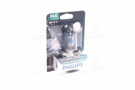 Автолампа Philips X-tremeVision Pro150 H4 P43t-38 55 W 60 W прозрачно-голубая PHILIPS 12342XVPB1