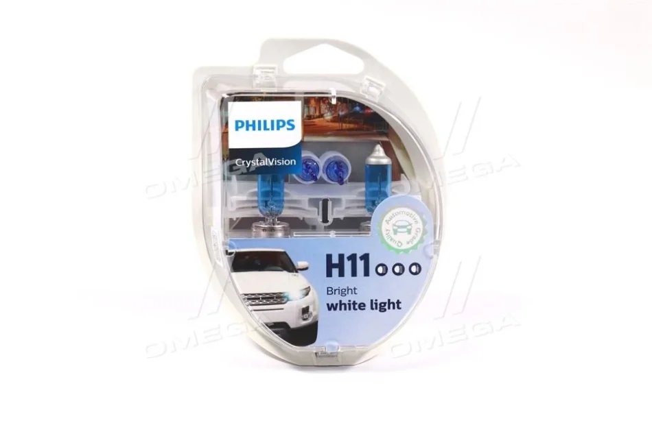 Лампа накаливания H11 12V 55W PGJ19-2 Cristal Vision + 2x W5W 4300K (к-т) (выр-во Philips) PHILIPS 12362CVS2 (фото 1)