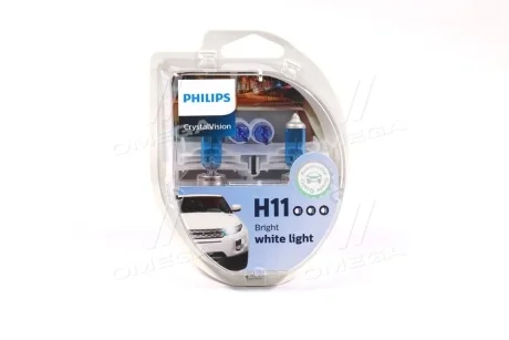 Лампа накаливания H11 12V 55W PGJ19-2 Cristal Vision + 2x W5W 4300K (к-т) (выр-во Philips) PHILIPS 12362CVS2