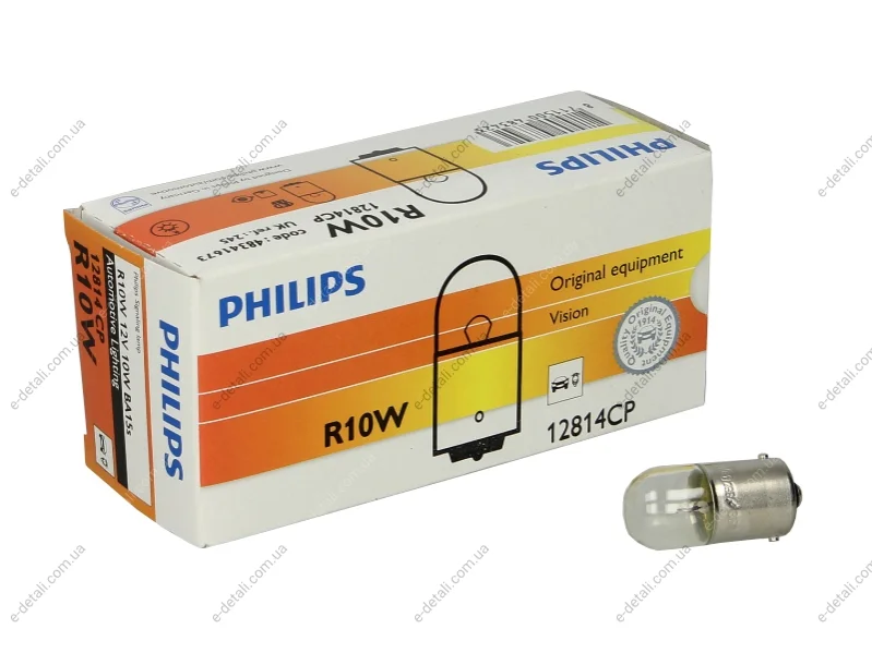 Лампа розжарювання R10W12V 10W BA15s (вир-во Philips) PHILIPS 12814CP (фото 1)