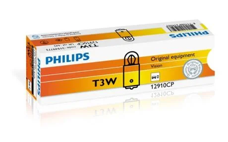 Автолампа Philips Vision T3W BA9s 3 W прозрачная PHILIPS 12910CP
