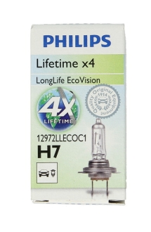 Лампа розжарювання H7 12V 55W PX26d LongerLife Ecovision PHILIPS 12972LLECOC1