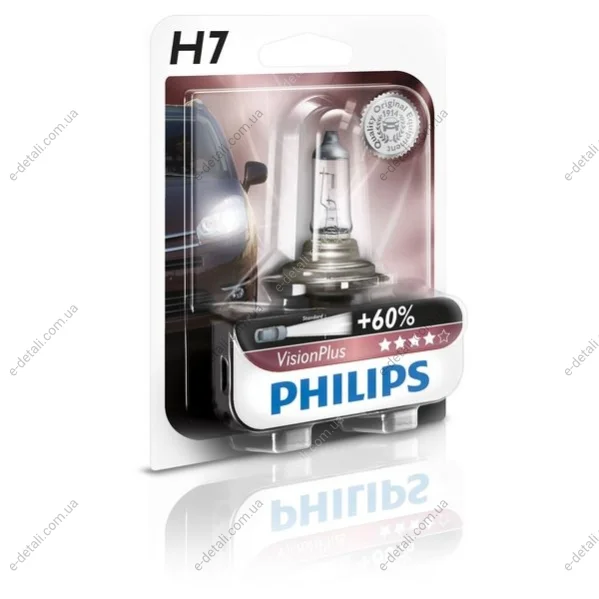 Автолампа Philips VisionPlus H7 PX26d 55 W прозрачная 12972VPB1 PHILIPS 12972VPB1 (фото 1)