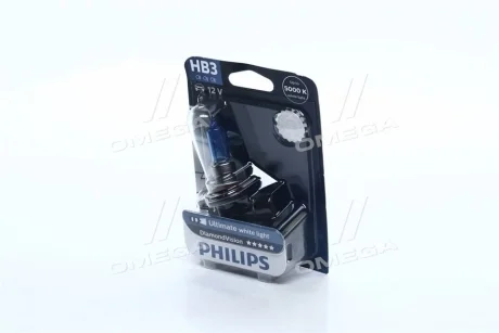 Лампа накаливания HB3 12V 60W P20d Diamond Vision 5000K (blister 1шт) (выр-во Philips) PHILIPS 9005DVB1