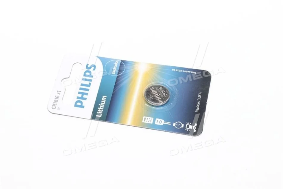 Батарейка CR1616 - 3.0V coin 1-blister (16.0 x 1.6) - Lithium (вир-во Philips) PHILIPS CR1616/00B (фото 1)
