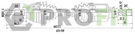 Полуось PROFIT 2730-3043
