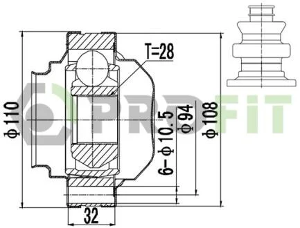 ШРУС внутренний комплект VW PASSAT B7 10-15, Golf VI 09-14, Tiguan 16-, Tiguan 08-16; AUDI A3 03-12, A3 12-22, Q2 16-, Q3 11-18; SKODA Octavia A7 13-19, Octavia A5 04-13, Superb 08-15, Fabia III 14-21; SEAT Леон 05-12, Леон 12-20, Ибиза 09-17, Altea PROFIT 2810-3036