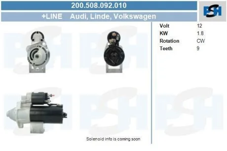 Стартер новий VW PASSAT B5 96-05 PSH 200508092010