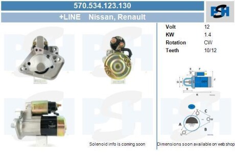 Стартер Renault 1.4 kw PSH 570534123130