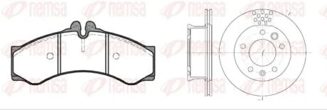 VW К-кт гальм. колодки + диски LT 28-35 II 2.5 TDI 01-06, DB SPRINTER 4-t (B904) 408 D 96-06 REMSA 8614.00