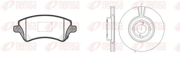 TOYOTA К-кт гальмівні колодки + диски Corolla 02- REMSA 8822.00 (фото 1)