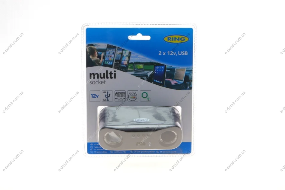 Разветвитель прикуривателя (индикатор батареи) (2x12/1xUSB) Ring RMS7 (фото 1)