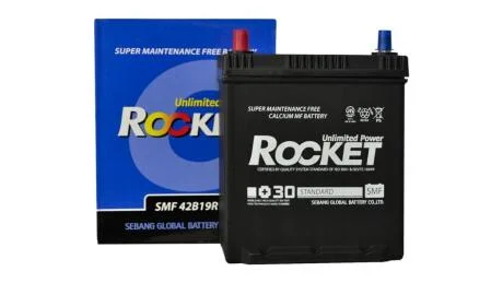 Акумулятор ROCKET 40Ah ASIA (+/-) ТК (340CCA) (д187*ш127*в225) без нижн. бурт + перехідник під клему STD Rocket SMF 42B19R