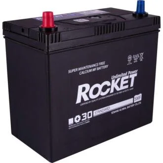 Акумулятор ROCKET 45Ah ASIA (+/-) ТК (430CCA) (д237*ш127*в227) без нижн. бурт + перехідник під клему STD Rocket SMF 55B24R