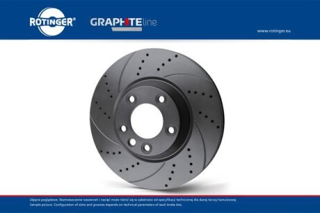 Диск тормозной 2110-12/2170/2190/1118 R13 передний вентилируемый с выточкой и перфорацией (графит) (кратно 2) TUNING-5 ROTINGER RT 20051-GL/T5