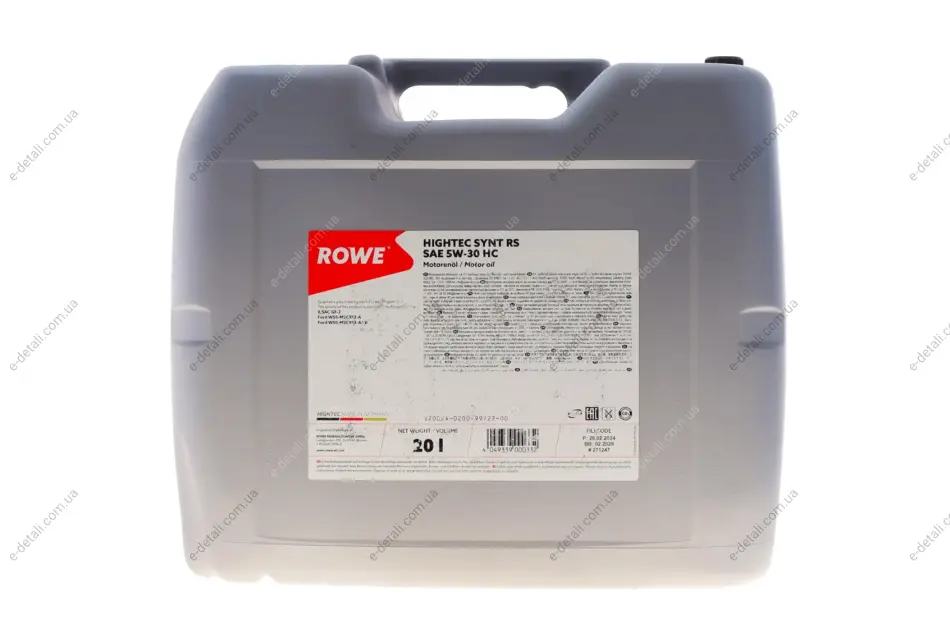 Олива моторна HIGHTEC SYNT RS SAE 5W-30 HC (20L) ROWE 20024-0200-99 (фото 1)