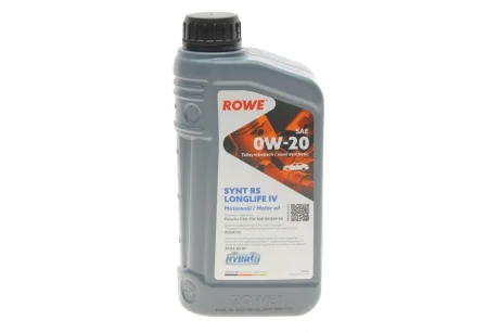 Масло 0W20 HIGHTEC SYNTH RS LONGLIFE IV (1L) (Porsche C20/VW 508 00/509 00) (ACEA A1/B1/C5) ROWE 20036-0010-99