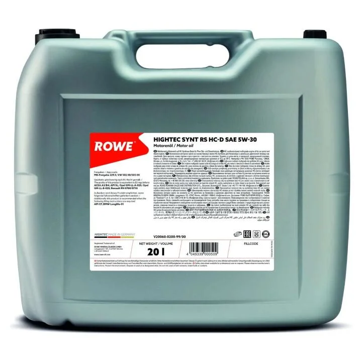 Олива моторна HIGHTEC SYNT RS HC-D SAE 5W-30 (20L) ROWE 20060-0200-99 (фото 1)