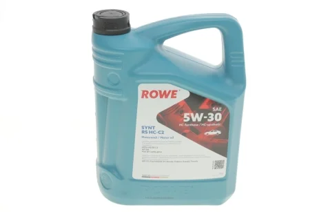 Масло 5W30 HIGHTEC SYNT RS HC-C2 (5L) (PSA B71 2290-2014/Fiat 9.55535-S1/Honda) (ACEA C2) ROWE 20113-0050-99