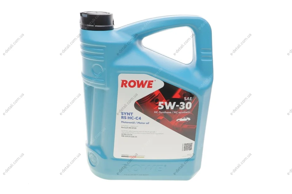 Масло 5W30 HIGHTEC SYNT RS HC-C4 (5L) (RN 0720/MB 229.51/MB 226.51) (ACEA C3,C4) ROWE 20121-0050-99 (фото 1)