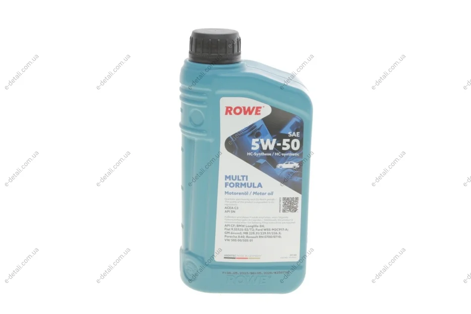 Масло 5W50 HIGHTEC MULTI FORMULA (1L) (VW 502 00/505 00/505 01/MB 229.31/229.51/226.5) (ACEA C3) ROWE 20148-0010-99 (фото 1)