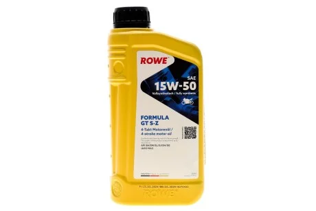 Масло 15W50 S-Z HIGHTEC FORMULA GT 4T (1L) (API SN/SM/SL/SJ/SH/SG - JASO MA2) ROWE 20203-0010-99