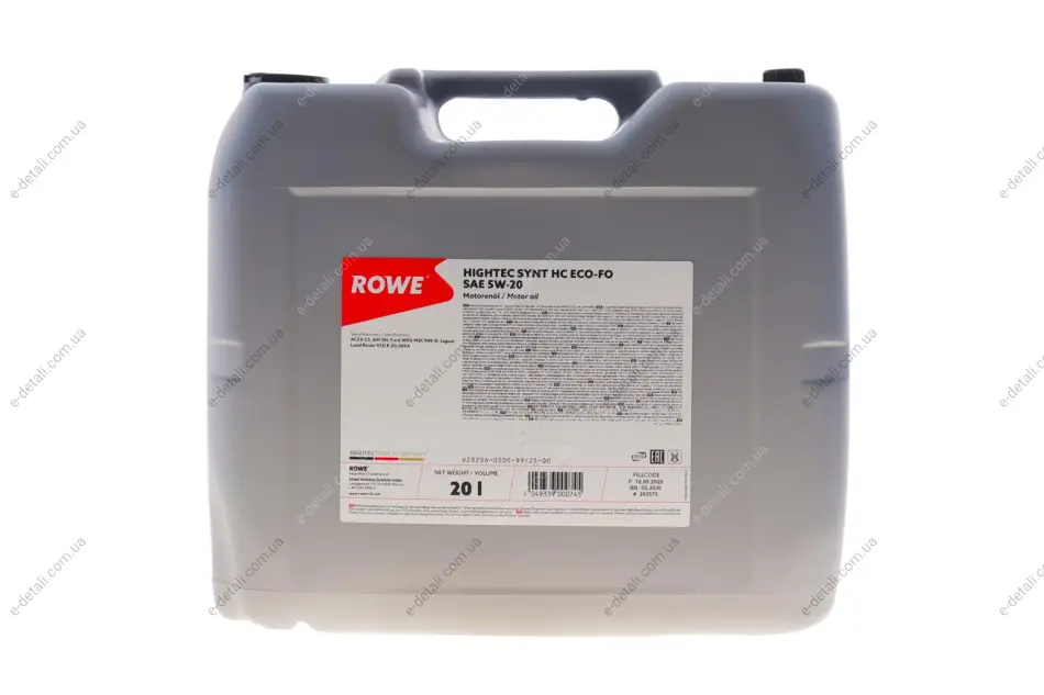 Олива моторна HIGHTEC SYNT HC ECO-FO SAE 5W-20 (20L) ROWE 20206-0200-99 (фото 1)