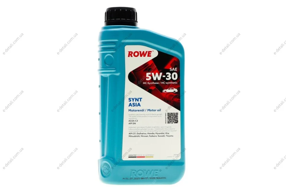 Масло 5W30 HIGHTEC SYNT RS ASIA (1L) (ACEA C3/API SN) ROWE 20245-0010-99 (фото 1)