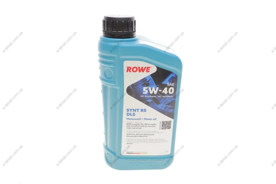 Масло 5W40 HIGHTEC SYNT RS DLS (1L) (LL-04/MB 229.31/229.51/MB 229.52/Porsche C40/VW 511 00) ROWE 20307-0010-99 (фото 1)