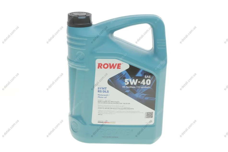 Масло 5W40 HIGHTEC SYNT RS DLS (5L) (LL-04/MB 229.31/229.51/MB 229.52/Porsche C40/VW 511 00) ROWE 20307-0050-99 (фото 1)