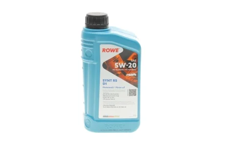 Масло 5W20 HIGHTEC SYNT RS D1 (1L)(WSS-M2C945-A/-B1/960-A1/MS6395/dexos1 Gen 2)(API SP RC/SN PLUS RC ROWE 20342-0010-99