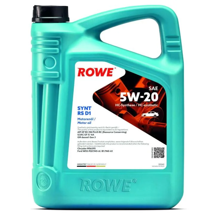Олива моторна HIGHTEC SYNT RS D1 SAE 5W-20 (4L) ROWE 20342-0040-99 (фото 1)