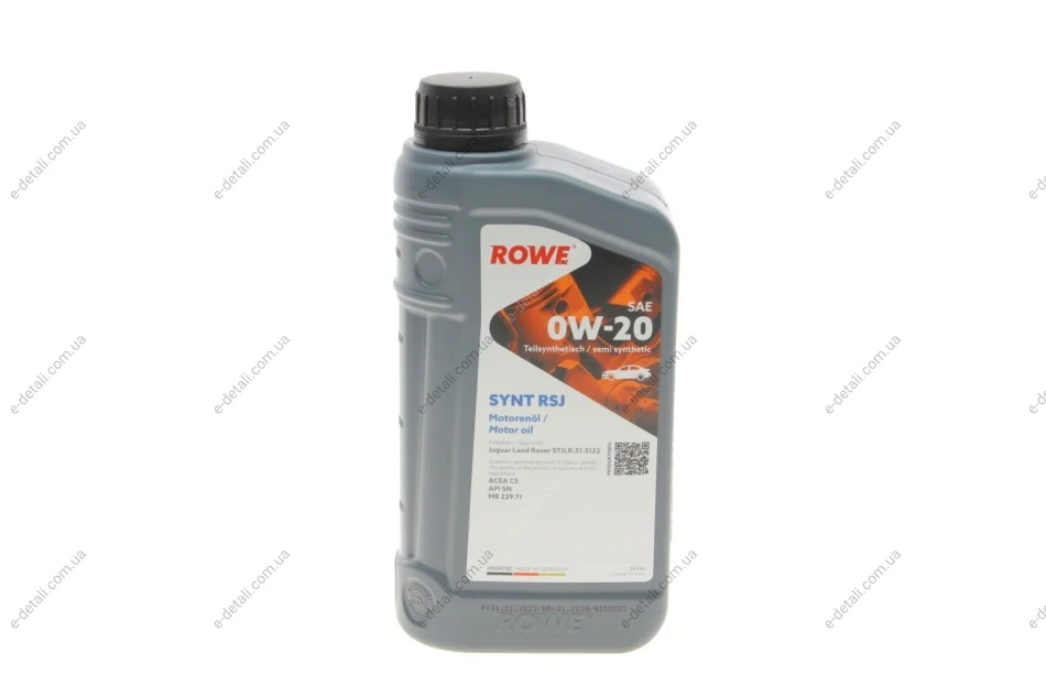 Масло 0W20 HIGHTEC SYNT RSJ (1L) (Jaguar/Land Rover-STJLR.51.5122/MB 229.71) (ACEA C5) (API SN) ROWE 20348-0010-99 (фото 1)