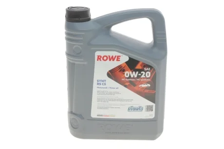 Масло 0W20 HIGHTEC SYNT RS C5 (4L) (MB 229.72/Ford WSS-M2C947-A/B1/Ford WSS-M2C962-A1) ROWE 20379-0040-99
