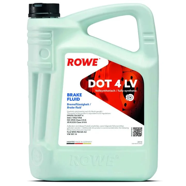 Жидкость тормозная HIGHTEC BRAKE FLUID DOT 4 LV (5L) Class 3/4/6 ROWE 25114-0050-99 (фото 1)