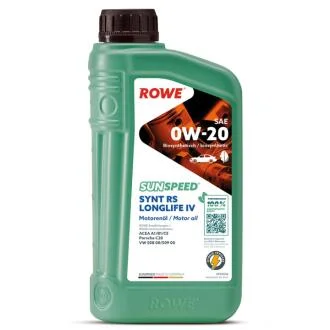 Масло 0W20 SUNSPEED SYNTH RS LONGLIFE IV (1L) (Porsche C20/VW 508 00/509 00) (ACEA A1/B1/C5) ROWE 4920036-0010-99