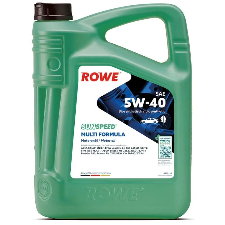 Масло 5W40 SUNSPEED MULTI FORMULA (5L) (MB 229.51/VW 505 00/505 01/BMW LL-04/RN0710/0700) ROWE 4920138-0050-99 (фото 1)