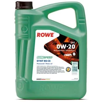 Масло 0W20 SUNSPEED SYNT RS C5 (5L) (ACEA A1/B1/C5/C6) (Longlife-17 FE+/MB 229.71/229.72/M2C962-A1) ROWE 4920379-0050-99