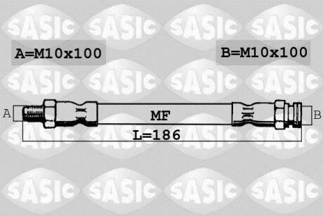 Шланг тормозной задний SASIC SBH6311