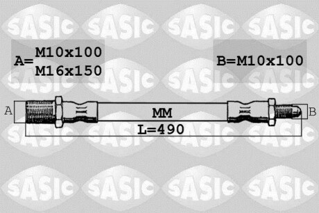 Шланг гальмівний пердній SASIC SBH6347