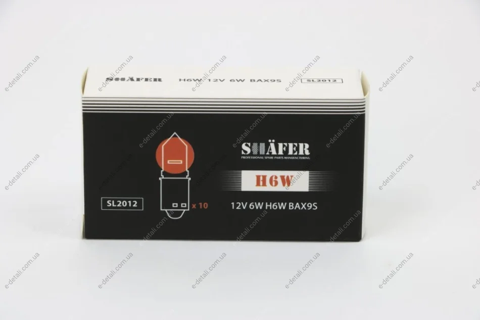 Лампа накаливания 12V 6W H6W BAX9S (картонная упаковка по 10шт)) SHAFER SL2012 (фото 1)