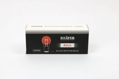 Лампа накалювання 12V 21/4W P21/4 BAZ15D (картонна упаковка по 10шт) SHAFER SL2018